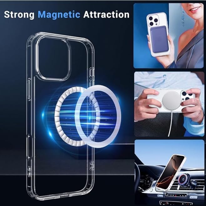 Separate full coverage non-destructive installation, Magnetic Case for iPhone, Compatiblewith MagSafe, Shock Absorbing Phone Cover with Camera Lens Full Protection